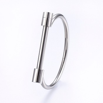 304 Stainless Steel Bangles, Stainless Steel Color, 2-1/2 inch(6.3cm)x1-7/8 inch(4.7cm), 4~9mm