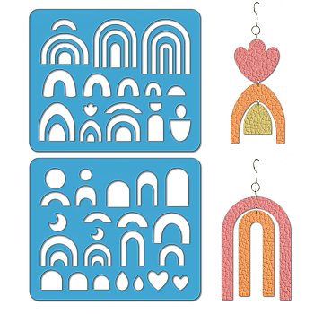 2Pcs 2 Style Acrylic Earring Handwork Template, Card Leather Cutting Stencils, Arch, 15x18x0.3cm, 1pc/style