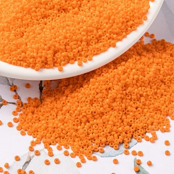 MIYUKI Round Rocailles Beads, Japanese Seed Beads, 15/0, (RR405) Opaque Tangerine, 15/0, 1.5mm, Hole: 0.7mm, about 5555pcs/10g