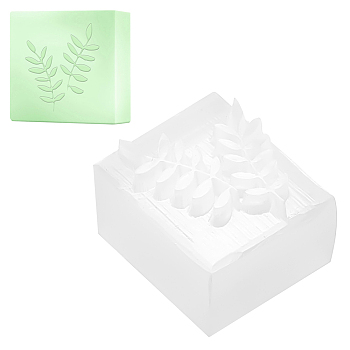 Resin Stamps, for DIY Craft Card Scrapbooking Supplies, Rectangle, Clear, Leaf Pattern, 3.3x2.8x2.2cm