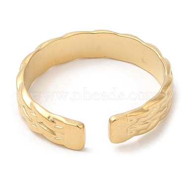 304 Stainless Steel Textured Open Cuff Ring(RJEW-K248-08G)-2