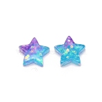 Resin Cabochons Accessories, with Paillette/Sequins, Star, Colorful, 11x12x4mm(RESI-WH0015-12)