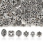 180Pcs 6 Styles Alloy Beads, Mixed Shapes, Cadmium Free & Lead Free, Antique Silver, 4.5~12.5x4.5~9.5x3~5.2mm, Hole: 1~1.5mm, 30pcs/style(FIND-YW0010-61)