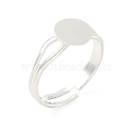 Adjustable Brass Pad Ring Setting, Flat Blank Round Finger Ring Base Trays, Rack Plating, Long-Lasting Plated, Lead Free & Cadmium Free, 925 Sterling Silver Plated, Tray: 8mm, 3mm, Inner Diameter: 17mm(KK-K414-05B-S)