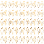 300Pcs Hollow 316 Surgical Stainless Steel Charms, Leaf Charms, Real 18K Gold Plated, 13x5.5x0.3mm, Hole: 0.8~1mm(STAS-SC0021-32G)