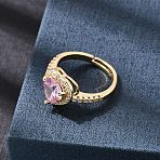 Brass Micro Pave Cubic Zirconia Cuff Open Rings, Heart, Golden, 17mm(CU-CBA5C10-05G)