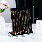 Velvet Necklace Organizer Display Stands for 12 Necklaces, Jewelry Display Rack for Necklaces, Rectaangle, Black, 10.3x20x25cm(PW-WG61009-04)