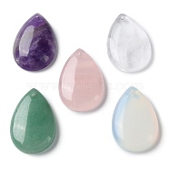 Natural & Synthetic Mixed Gemstone Pendants, Teardrop Charms, 30.5x20x6mm, Hole: 1mm(G-M416-08A)
