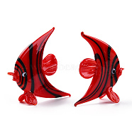 Handmade Lampwork Home Decorations, 3D Fish Ornaments for Gift, FireBrick, 48~56x17.5~19x55~56mm(LAMP-T011-55)