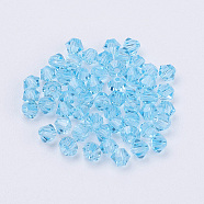 Imitation Austrian Crystal Beads, Grade AAA, Faceted, Bicone, Cyan, 3x3mm, Hole: 0.7~0.9mm(SWAR-F022-3x3mm-202)