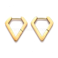 304 Stainless Steel Huggie Hoop Earrings, Diamond Shape, Golden, 17x15.5x3mm, Pin: 1mm(STAS-H156-17B-G)