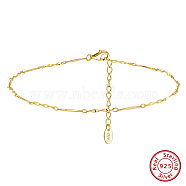 925 Sterling Silver Anklet, Real 14K Gold Plated, 8-1/2 inch(21.5cm)(AJEW-Z029-17G)