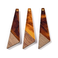 Resin & Wood Pendants, Triangle Charms, Saddle Brown, 49x14.5x3.5mm, Hole: 2mm(WOOD-F015-15G)