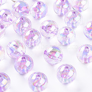 Transparent Acrylic Beads, AB Color Plated, Round, Lilac, 16x15mm, Hole: 2.8mm, about 220pcs/500g(MACR-S370-B16mm-746)