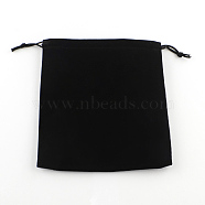 Velvet Jewelry Bag, Rectangle, Black, 17x15cm(X-TP-R004-01)