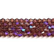 Transparent Electroplate Glass Beads Strands, AB Color Plated, Faceted, Bicone, Medium Purple, 2mm, about 145~150pcs/strand, 41.5~42cm(GLAA-F029-2mm-D05)