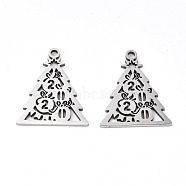201 Stainless Steel Pendants, Laser Cut, Christmas Tree, Stainless Steel Color, 18.5x15.5x1mm, Hole: 1.4mm(STAS-Q240-023P)