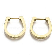 304 Stainless Steel Huggie Hoop Earrings, Oval, Real 18K Gold Plated, 16.5x16x3mm, Pin: 0.8mm(STAS-R115-18G)