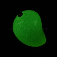 Luminous Resin Pendants, Glow in the Dark Fruit/Vegetable Charms with Platinum Plated Iron Loops, Mango, 24x15x13mm(RESI-TAC0007-28P-04)