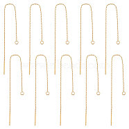10 Pairs 304 Stainless Steel Stud Earring Finding, with Hole, Ear Thread, Golden, 109x0.7x0.25mm, Hole: 1.7mm, Pin: 0.7mm(STAS-UN0042-55)