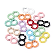 Spray Painted Alloy Spring Gate Rings, Double Round, Mixed Color, 7 Gauge, 32x17.5x3.5mm, Hole: 10.7mm(FIND-C024-01A)