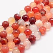 Natural Carnelian Bead Strands, Round, Dyed, 6mm, Hole: 1mm, about 63pcs/strand, 15.5 inch(G-K153-B20-6mm)
