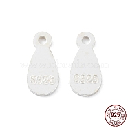 925 Sterling Silver Chain Extender Drop, Extender Chain Tabs, Teardrop, with S925 Stamp, Silver, 8x3.5x0.5mm, Hole: 0.9mm(STER-F053-05S)
