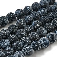 Gemstone Beads Strands, Natural Weathered Agate/Crackle Agate, Round, Grade A, Dyed, Black, 8mm, about 50pcs/strand, 16 inch(G-SR8MM-63)