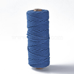 Cotton String Threads, Macrame Cord, Decorative String Threads, for DIY Crafts, Gift Wrapping and Jewelry Making, Blue, 3mm, about 54.68 yards(50m)/roll(OCOR-T001-01-12)