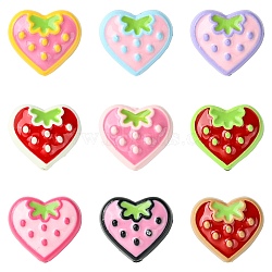 18Pcs 9 Colors Baking Paint Alloy Beads, Heart with Strawberry, Mixed Color, 11.5x13x6mm, Hole: 1mm, 2pcs/color(FIND-CJ0002-90)