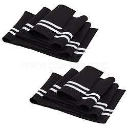 2Pcs 95% Cotton & 5% Elastic Fiber Ribbing Fabric for Cuffs, Waistbands Neckline Collar Trim, Stripe Pattern Knitted Hem, Quilting Cloth, Black, 950~1020x140~150x2mm(FIND-BC0004-45A)