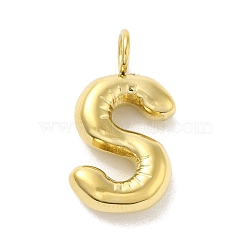 Ion Plating(IP) 304 Stainless Steel Pendants, Real 14K Gold Plated, Balloon Letter Charms, Bubble Puff Initial Charms, Letter S, 24x13x5mm, Hole: 4mm(X-STAS-K263-47G-S)