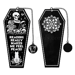 Shull Stainless Steel Coffin Bookmark for Booklovers Reader, Black, 129x59mm(PW-WGA1359-06)