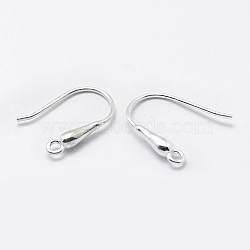 925 Sterling Silver Earring Hooks, Silver, 13.5~15x11~13x2.5mm, Hole: 1mm, 20 Gauge, Pin: 0.8mm(STER-I014-11S)