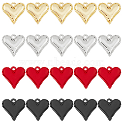 SUPERFINDINGS 32Pcs 4 Colors Alloy Charms, Heart, Mixed Color, 13.5x13.5x3mm, Hole: 1.4mm, 8pcs/color(FIND-FH0008-24)