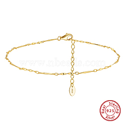 925 Sterling Silver Anklet, Real 14K Gold Plated, 8-1/2 inch(21.5cm)(AJEW-Z029-17G)