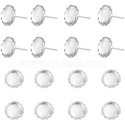 DIY Earring Jewelry, with Transparent Glass Cabochons and Brass Ear Stud Components, Platinum, 7.4x7.3x2.5cm, 60pcs/box(DIY-PH0020-31P)