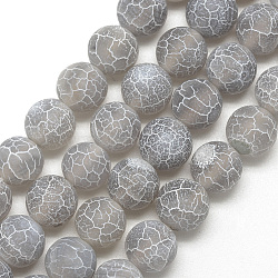 Natural Weathered Agate Bead Strands, Frosted, Dyed, Round, Light Grey, 6~6.5mm, Hole: 1.5mm, about 65pcs/strand, 15.5 inch(G-S237-6mm-08)