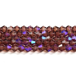 Transparent Electroplate Glass Beads Strands, AB Color Plated, Faceted, Bicone, Medium Purple, 2mm, about 162~185pcs/strand, 12.76~14.61 inch(32.4~37.1cm)(GLAA-F029-2mm-D05)