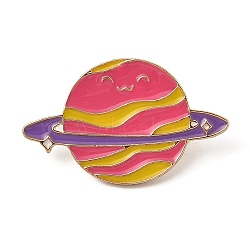 Planet Enamel Pins, Alloy Brooches for Backpack Clothes, Deep Pink, 21x34.5mm(JEWB-Q012-02A)