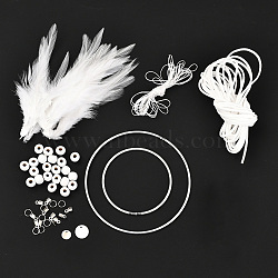 DIY Woven Net/Web with Feather Making Set, Including Faux Suede Cord, Nylon Thread Cord, Wood Beads, Feather, Iron Ring & Jump Ring & Ribbon Ends, Natural Shell Pendants, White, 2.5x2mm, about 5m/bundle, 1bundle(DIY-F074-11)