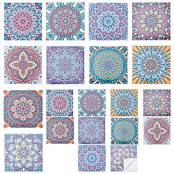 ARRICRAFT 2Sets 2 Style Square PVC Self-Adhesive Mandala Pattern Paper, Wall Stickers, for Shelf Liner Dresser Drawer Locker Kitchen, Colorful, 1set/style(DIY-AR0001-89)