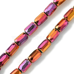 Electroplate Glass Beads Strands, Full Rainbow Plated, Faceted, Column, Red, 6x4mm, Hole: 0.9mm, about 80pcs/strand, 20.31''(51.6cm)(GLAA-Q101-02A-FP02)