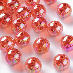 Transparent Acrylic Beads, AB Color Plated, Round, Orange Red, 16x15mm, Hole: 2.8mm, about 220pcs/500g(MACR-S370-B16mm-712)