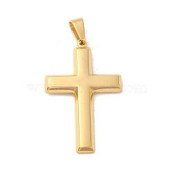 PVD Vacuum Plating 304 Stainless Steel Pendants, Cross Charm, Religion, Golden, 41x27.5x3.5mm, Hole: 7x6mm(STAS-C105-02G)