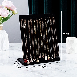 Velvet Necklace Organizer Display Stands for 12 Necklaces, Jewelry Display Rack for Necklaces, Rectaangle, Black, 10.3x20x25cm(PW-WG61009-04)