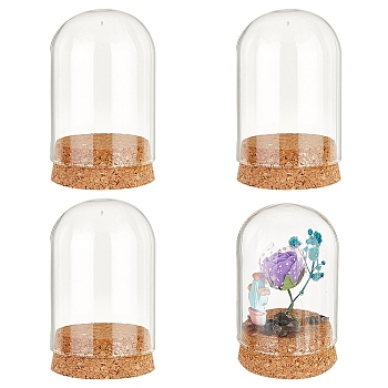High Borosilicate Glass Dome Cover, Decorative Display Case, Cloche Bell Jar Terrarium with Cork Base, Clear, 50x70mm