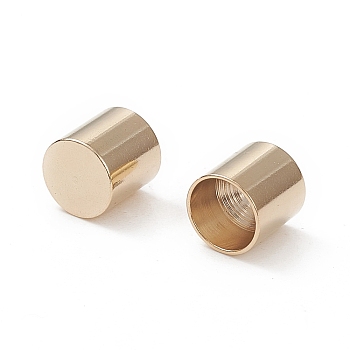 201 Stainless Steel Cord Ends, End Caps, Column, Real 24K Gold Plated, 6.5x6mm, Inner Diameter: 5mm