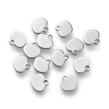 304 Stainless Steel Charms, Laser Cut, Stamping Blank Tag, Heart, Stainless Steel Color, 5.5x5.5x0.5mm, Hole: 1mm