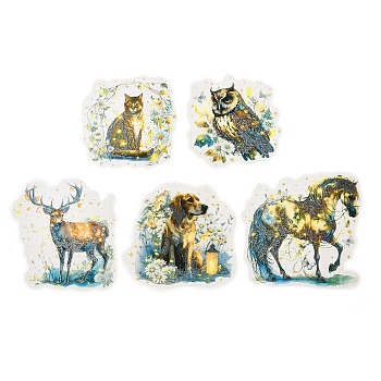 10Pcs 5 Styles Forest Theme PET Waterproof Stickers Sets, Adhesive Decals for DIY Scrapbooking, Photo Album Decoration, 74~754x70~80x0.2mm, 2pcs/style